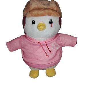 PUDGY PENGUINS 8" Plush Buddies Penguin with Hat and Pink Hoodie NEW